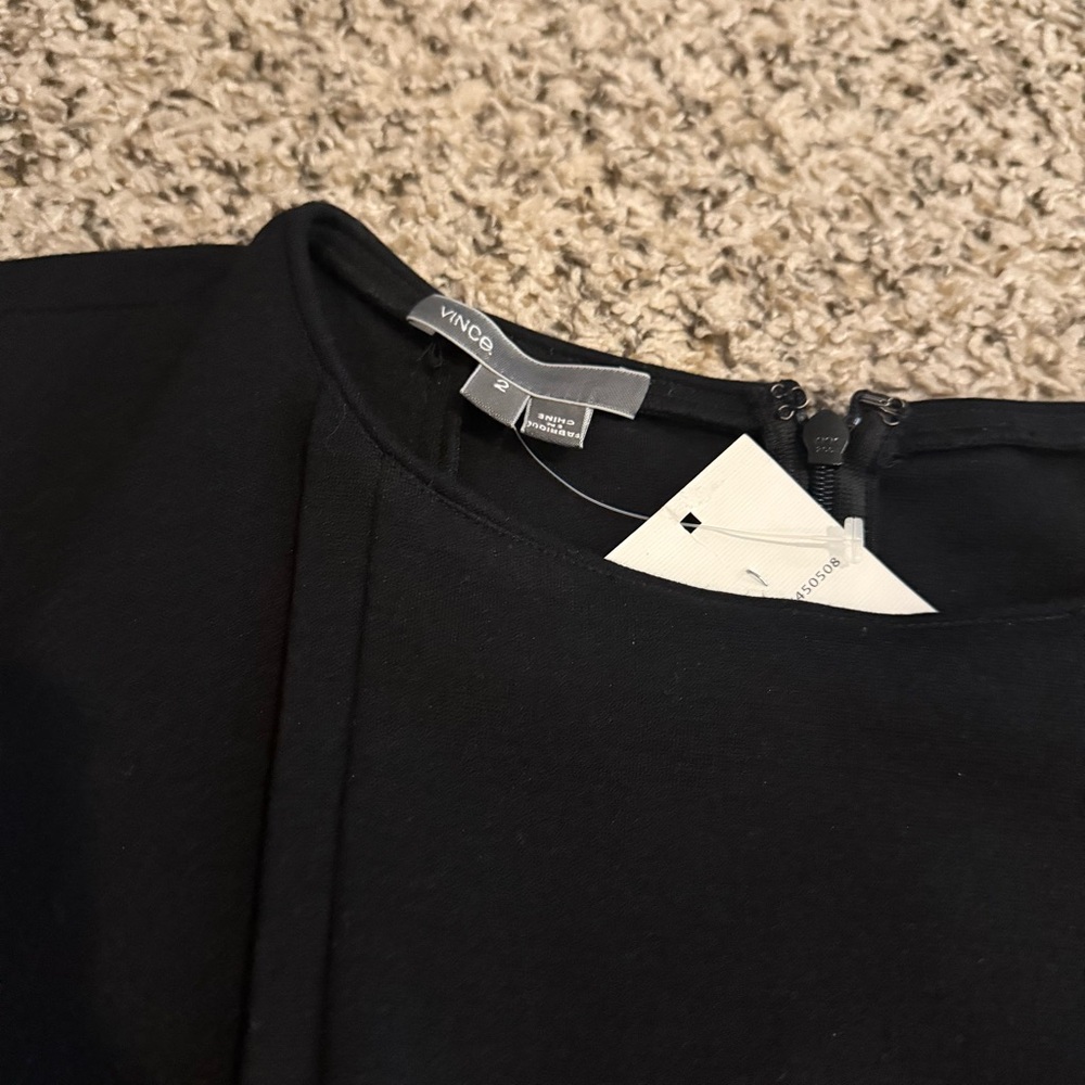 VINCE Black Mini Sheath Dress Cap Sleeve Classy Little Black Dress Womens 2 - Picture 10 of 11